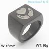 Геометрическое круглое кольцо из титановой стали с гравированным логотипом - Полированная нержавеющая сталь для мужчин и женщин, Холодный стиль