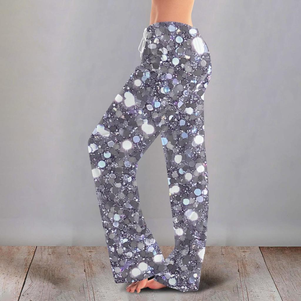 Женские милые брюки с цветочным принтом на завязках, повседневные пижамные брюки