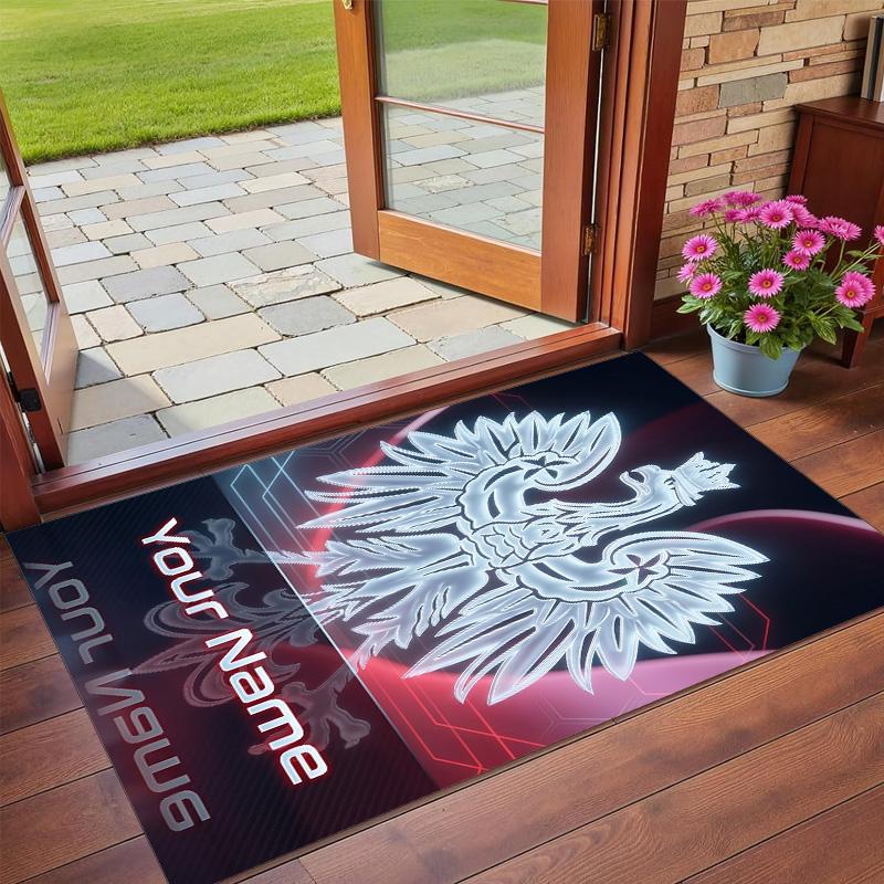 Crystal Velvet Rug Custom Name Text, Soft Non Slip Floor Mat Home DecorPoland Football