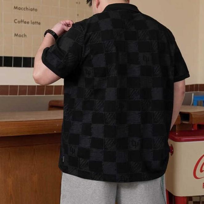 Checkered New Wave Men's Stretch Fit Moisture Transferring Fashionable Polo Shirt - Oversized Loose Casual Short Sleeve Athletic Top