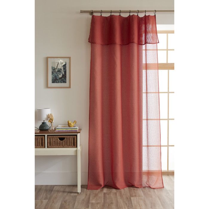Voilage ajustable + 8 anneaux pince 140 x 270 cm effet bouclette "Elda" Le fil d'Ariane - Terracotta