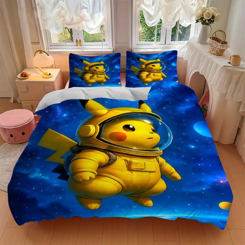 3pcs Pikachu Astronaut Duvet Cover Set - Includes 1 Duvet Cover and 1/2 Pillowcases (No Insert) yy251107165
