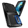 R-JUST For Samsung Galaxy S25 Edge Case PC+Silicone+Metal Kickstand Phone Cover with Tempered Glass Film