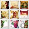 Christmas Golden Cartoon Throw Pillow Cover With Short Plush Print For Living Room Sofa Decoration Cushion Cover Pillow Covers