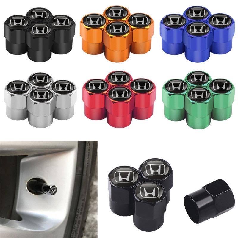 4Pcs Metal Tire Valve Cap Car Tyre Air Stems Cover Accessories For Honda Civic FIT Accord Prelude CRV 5th City CRZ CRX Jazz HRV