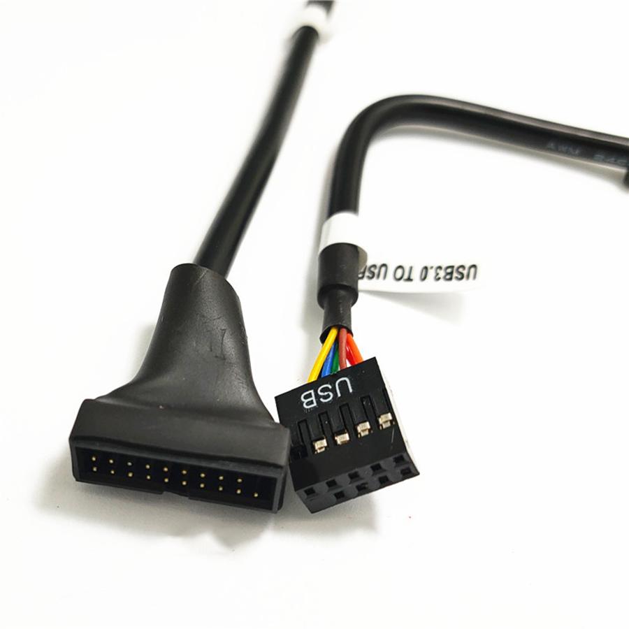 15cm Black PC Cable Adapter Internal 9-Pin Female USB 2.0 to19-Pin Male USB 3.0