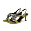 Fashion Crystal Flower High Heels Women's Sandals Square Toe Elegant Heeled Shoes 2025 Fashion New Pumps Summer Dress Sandalias De Mujer
