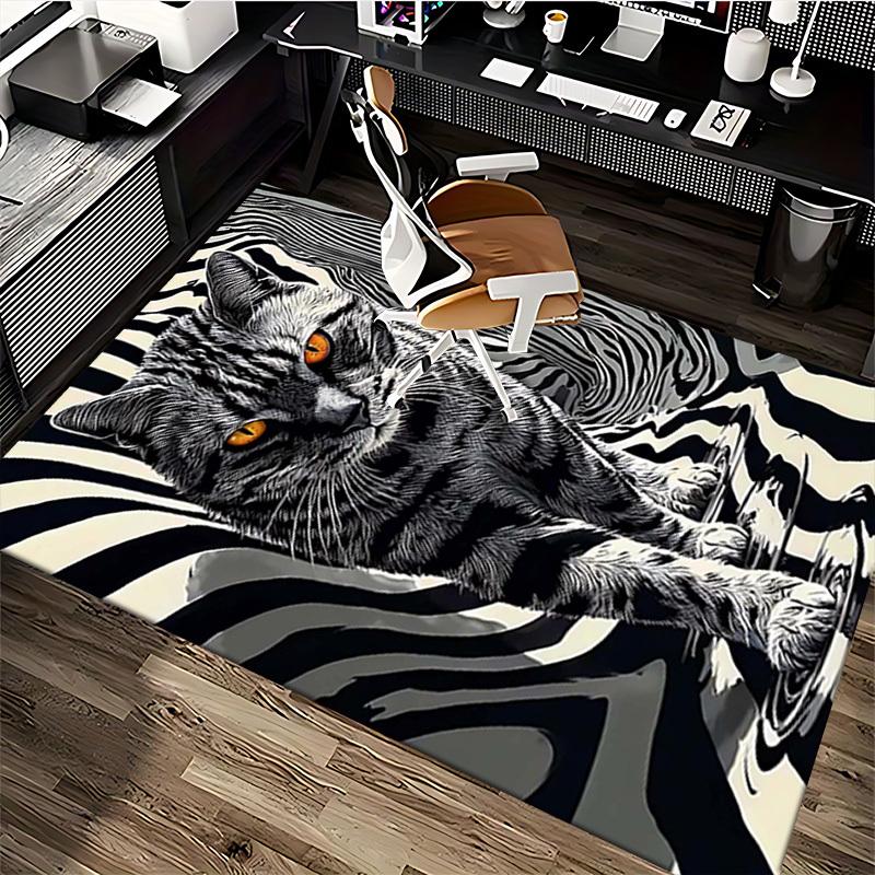1pc Striped Zebra Print Cat Chair Mat - Office Desk Rug, Non-Slip Carpet for Home Decor, Suitable for All Seasons, Ideal Gift for Office and Gaming Ro