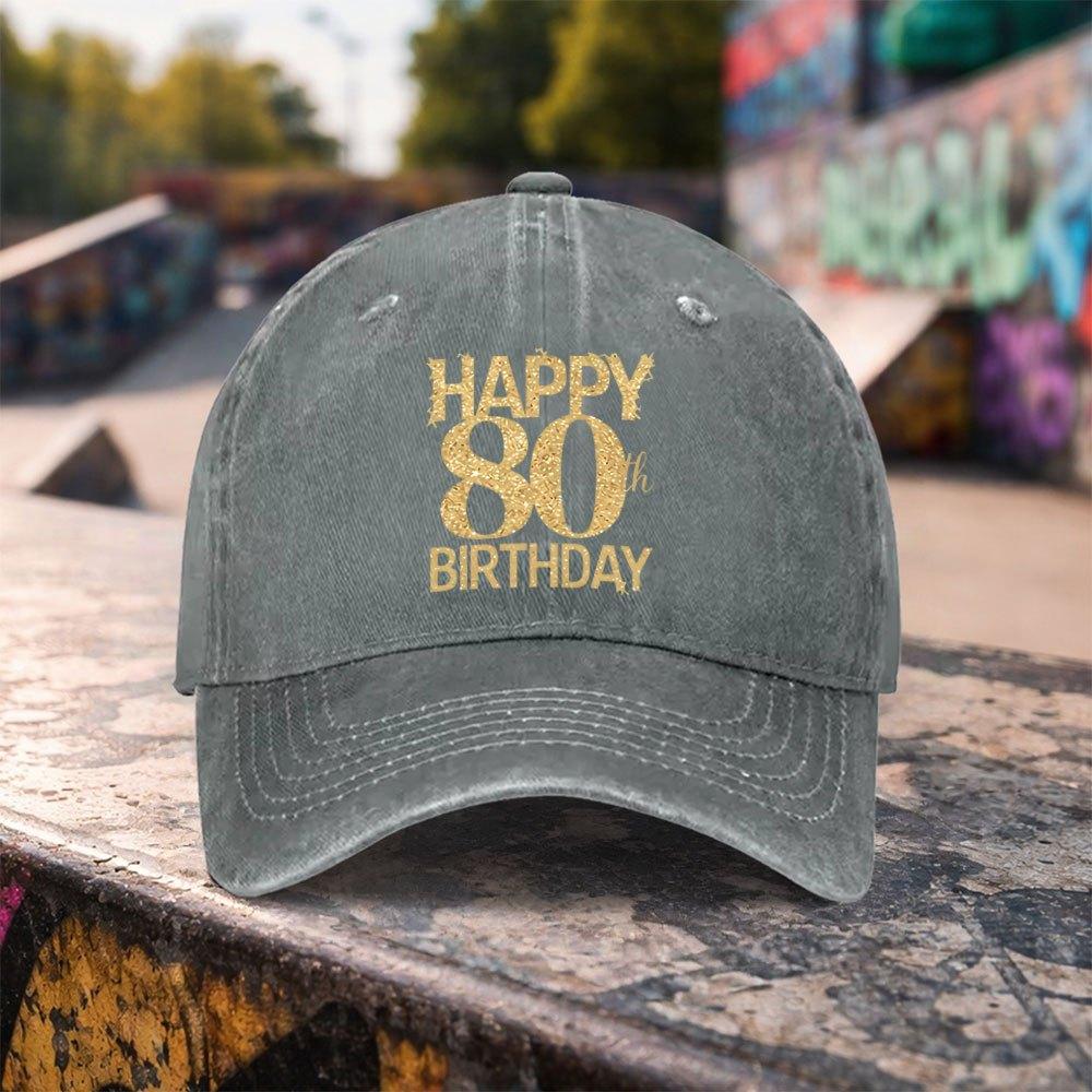th Birthday Theme Washed Baseball Cap Unisex Duckbill Hat Casual Outdoor Sports Daily Wear