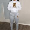 Spring Women's Bear Print Hooded Sweatshirt and Sweatpants Set