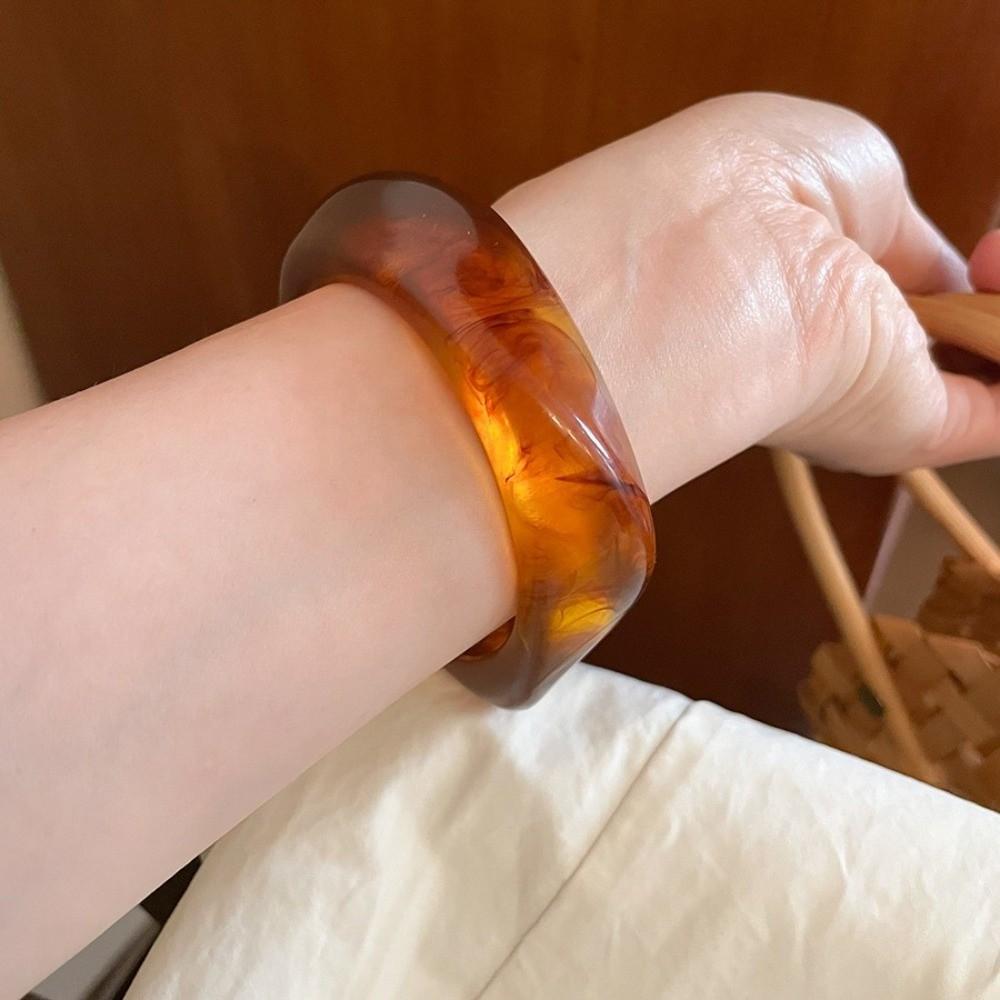 Round Resin Bangle Europe American Style Cuff Bangles Temperament Wide Open Bangle Women