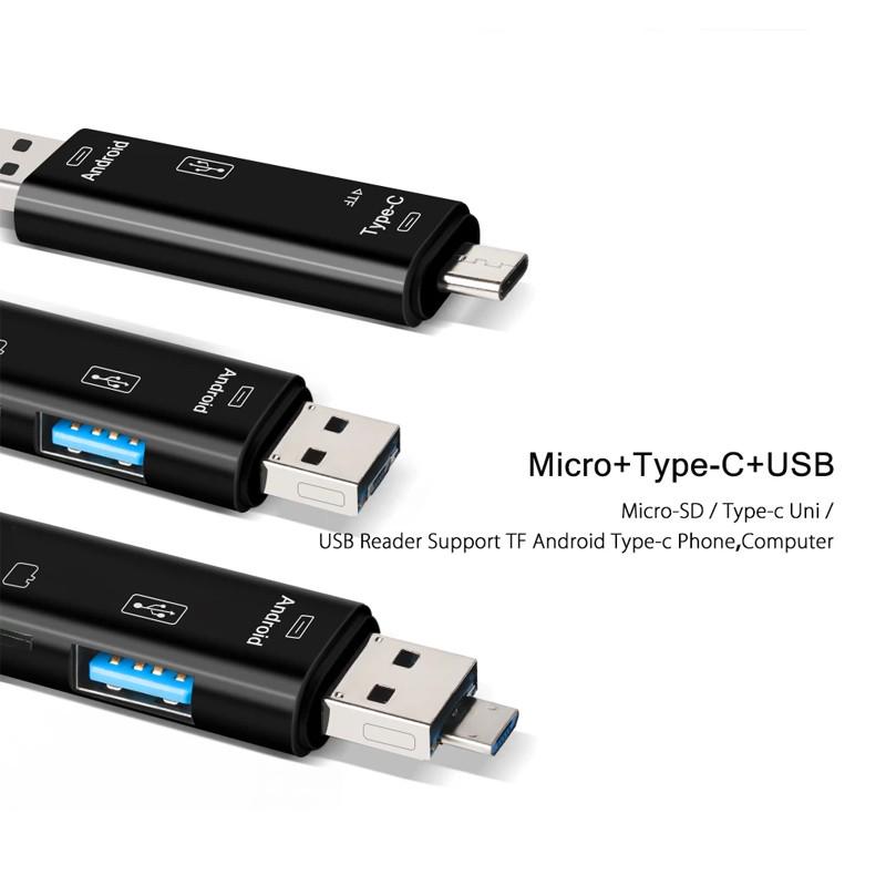 5 в 1 Многофункциональный USB 3.0 Тип C / Usb / Micro Usb / Tf Устройство чтения карт памяти Адаптер для чтения карт OTG