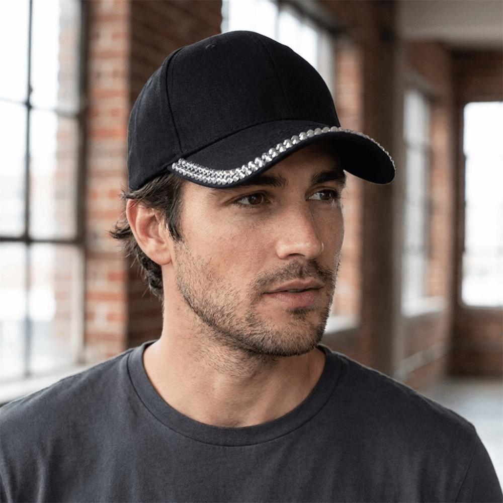 Adjustable Rhinestone Baseball Cap Elegant Streetwear Cap Diamond Brim Cap  Couple Accessories