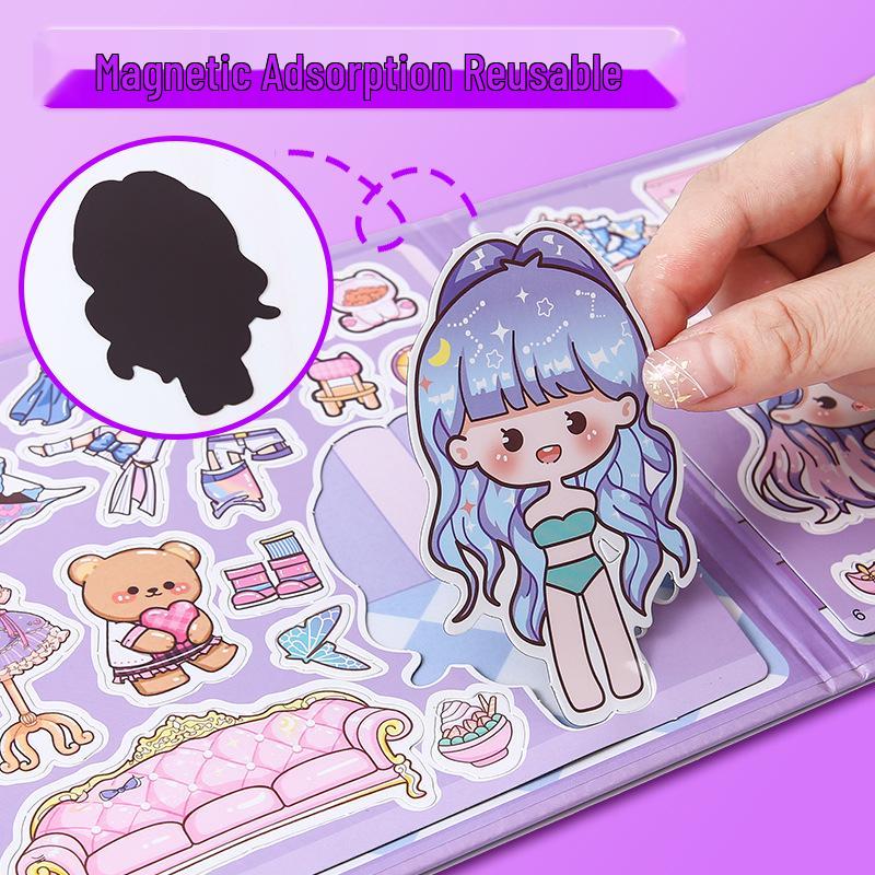 Cute Cartoon Dress-Up Sticker Book for Girls: Kindergarten Gift & Teen Decompression Activity