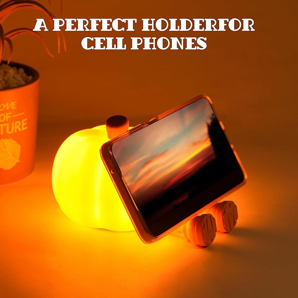 Тыква Ночник Милая Светодиодная Лампа Силиконовый Диммируемый Ночник для Детей Силиконовая Перезаряжаемая Прикроватная Сенсорная Лампа Декор на Хэллоуин