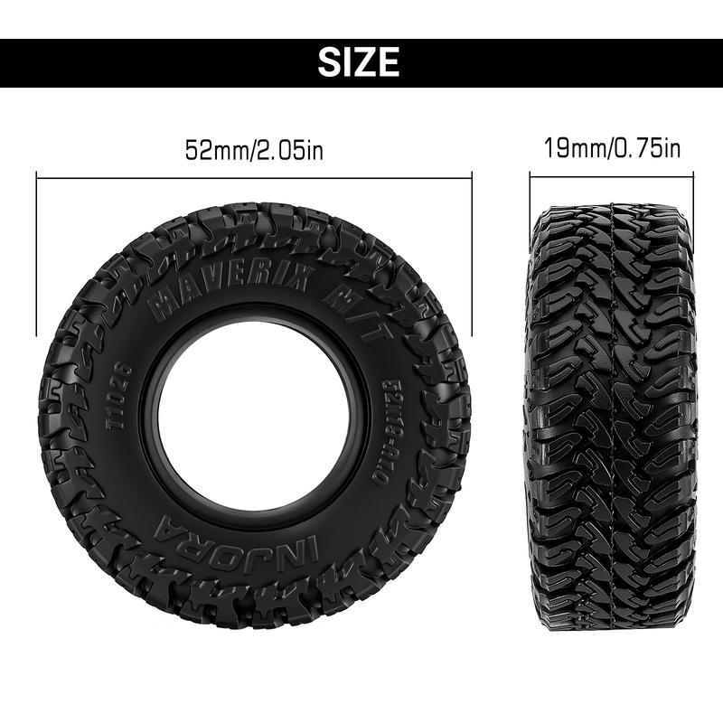 INJORA 52*19mm 1.0" MAVERIX M/T Tires for 1/18 1/24 RC Crawlers (T1026)