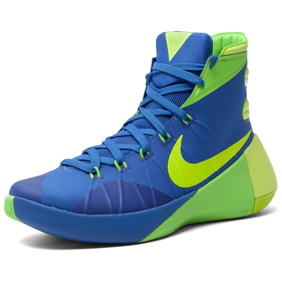Nike Hyperdunk 2015 Амортизаторы Нескользящие Высокие баскетбольные кроссовки Унисекс Сине-зеленые Кроссовки Азиатская версия 749562-473