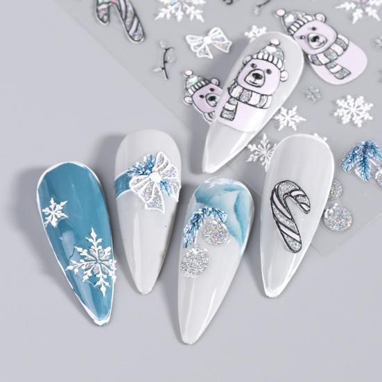 1 Sheet Christmas Nail Art Sticker Fine Workmanship Snowflake Bow Pattern Nail Art Decoration for Holiday Festival