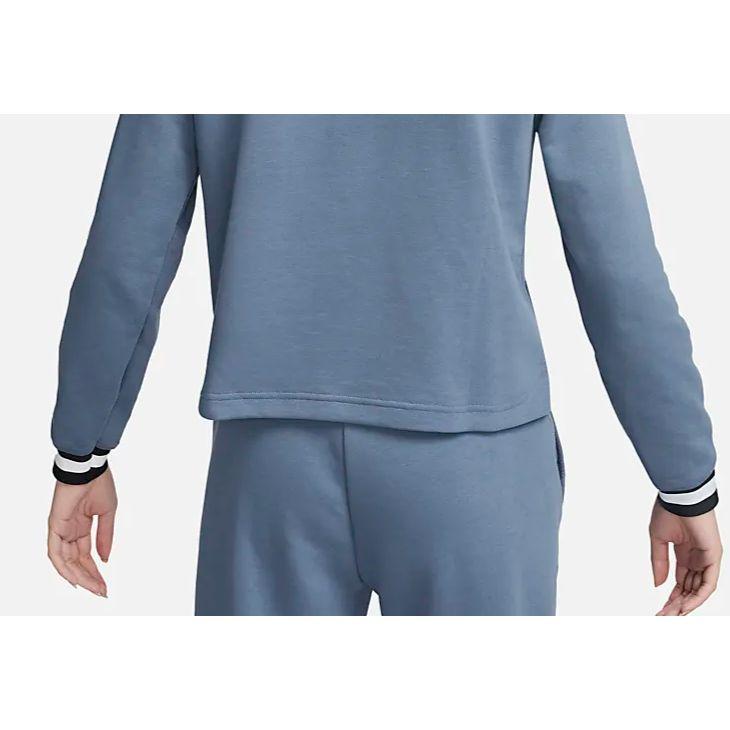 Nike Однотонный женский свитшот с воротником-стойкой, длинным рукавом, короткий, синий FB4152-491