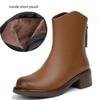 Temperament Trend Medium Tube Plush Woolen Boots Женские зимние ботинки из искусственной кожи Зимняя обувь Ботинки на высоком каблуке