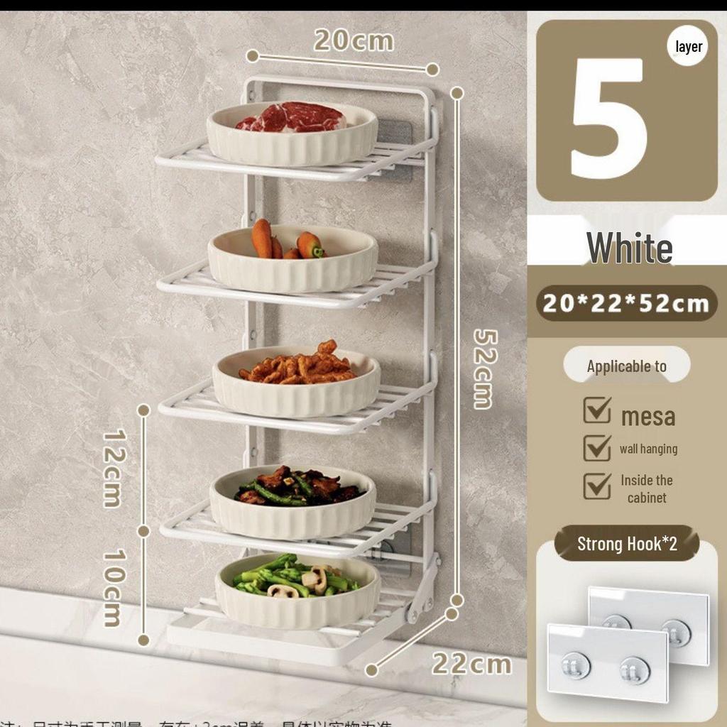 2026 Kitchen Suction Cup Multi-layer Folding Wall-Mounted Storage Rack