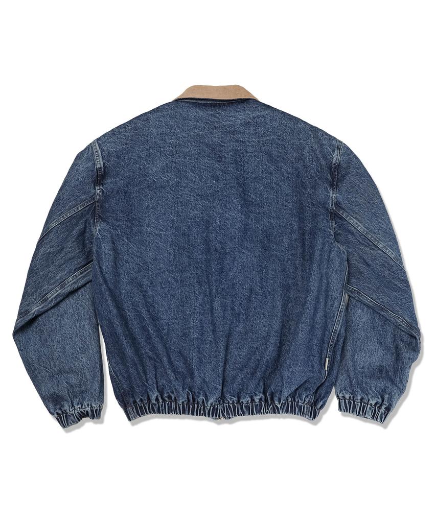 Gongbaek Corduroy Collar Denim Swing Jacket_Damage Blue