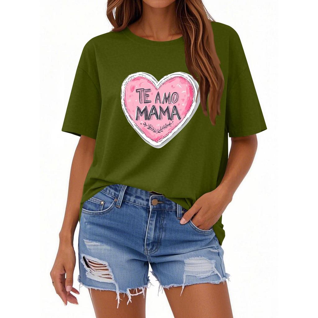 Женская повседневная футболка с круглым вырезом и короткими рукавами с принтом