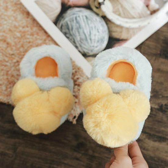 Children's Plush Cotton Cartoon Slippers - Warm and Cozy, Closed Toe & Heel