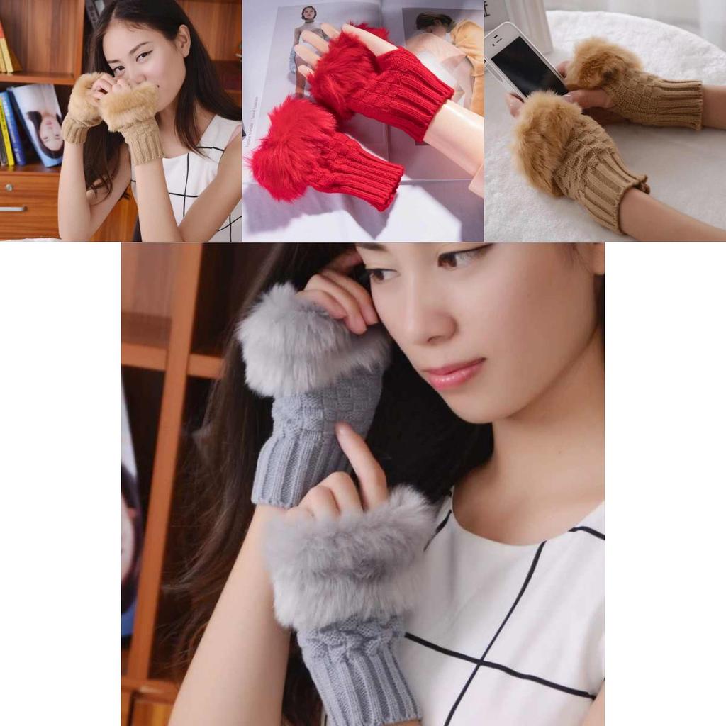 Womens Knit Warm Gloves With Half Finger Style And Functionality For Winter