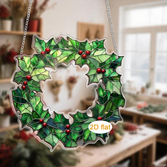 Праздничные Настенные Украшения для Окна Акриловая Рождественская Гирлянда-Подвеска, Двусторонний Венок-Украшение, Легкие Декоративные Украшения Декор с