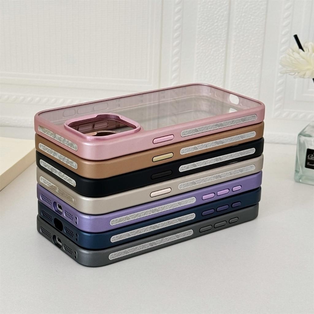 For iPhone 15 Pro Clear Phone Case Electroplating Edge PC Acrylic Back Cover