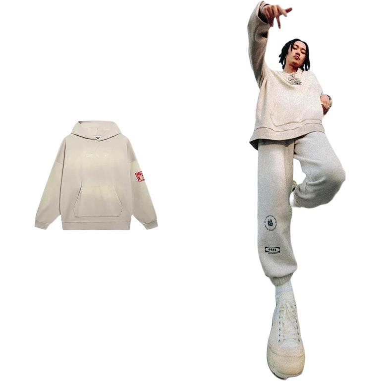 Li Ning Daily Prosperity Gradient Fleece Warm Loose Pullover Hoodie Unisex Hoodies Goat-Gray AWDT243-1