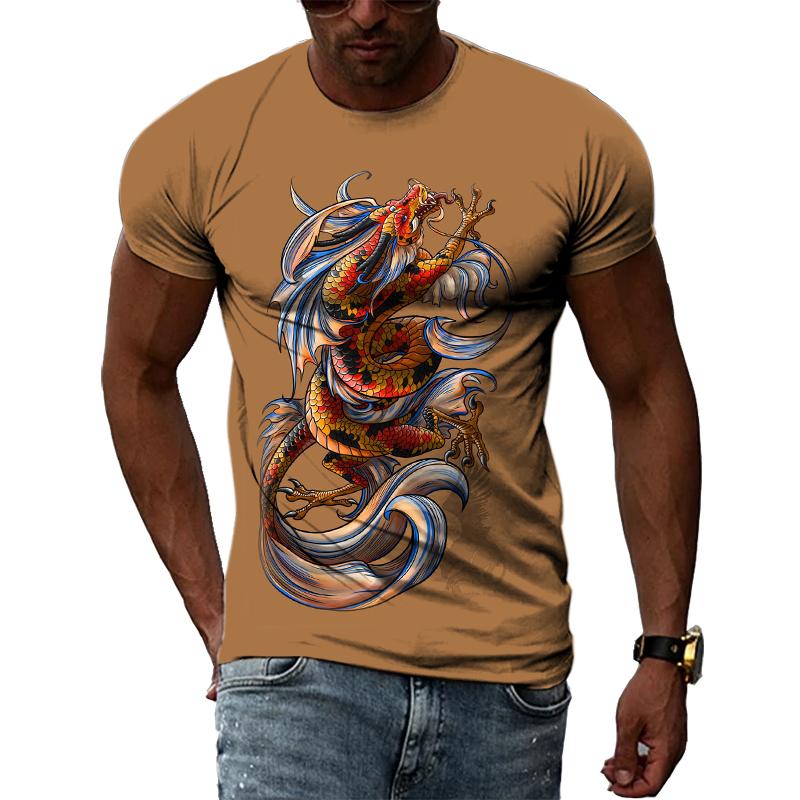 Summer Fashion Chinese Dragon Men T-shirts 3D Trend Casual Personality Cool Style Printing Tees Hip Hop O-neck Short Sleeve Tops