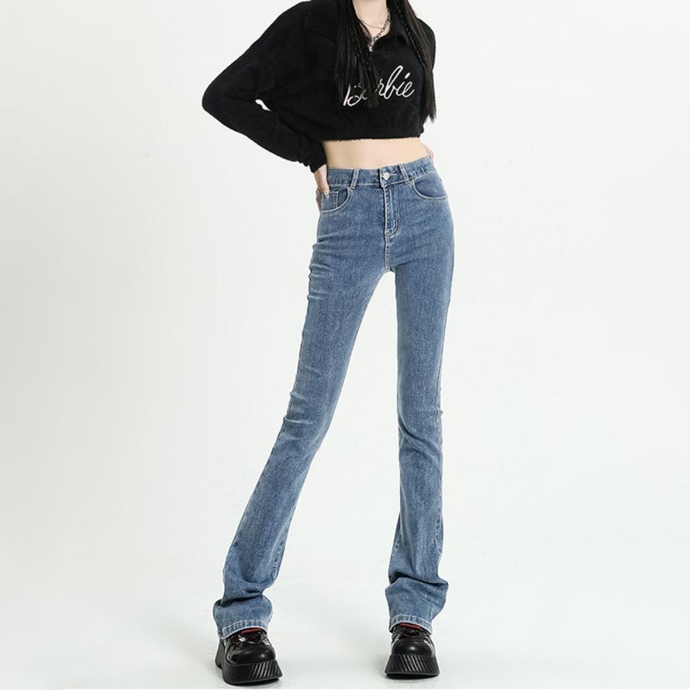 Retro Trend Micro-flared Jeans for Women's 2025 Spring and Autumn New High-waisted Elastic Slim-fitting and Thin Pants