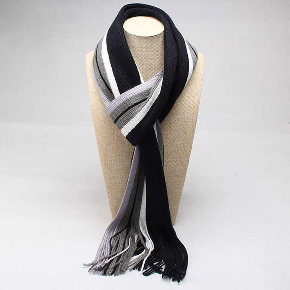 Business Affairs Scarves Knit Scarf Warm Winter Fringed Muffler Striped Scarf Scarf Tassel Scarf