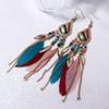 Женские винтажные длинные подвески, украшения, серьги-подвески с кисточками из перьев, серьги-капли, металлический крючок