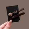 2pcs Retro Leopard Print Pearl Hair Accessory Combination Coffee Color Versatile Edge Clip Sweet Cool Style Bangs Side Clip Set