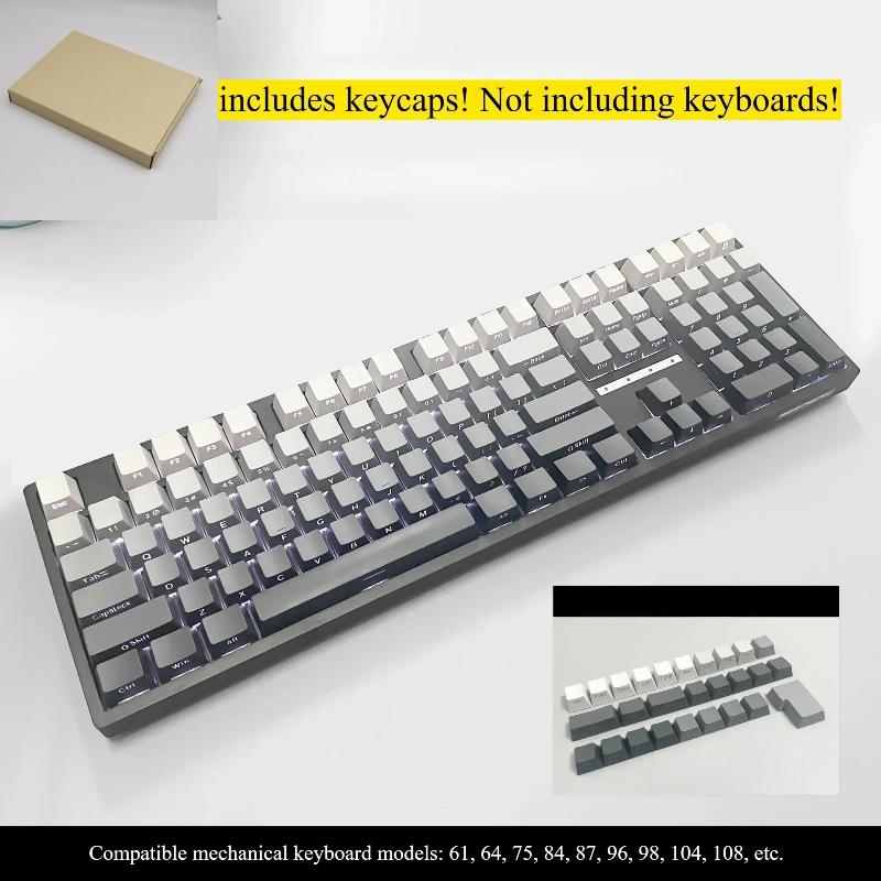 Xiaomi New 133 Keys Gradient Green Shine Through Keycaps Side Printed PBT Keycap Cherry Profile Double Shot for Mechanical Keyboards