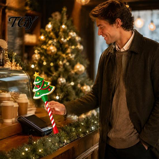 Portable Card Wand Christmas Tap-to-Pay Wand, 3D Printed Credit Holder with Candy Festive Payment Tool Cane Handle, Contactless Stick for Checkout,