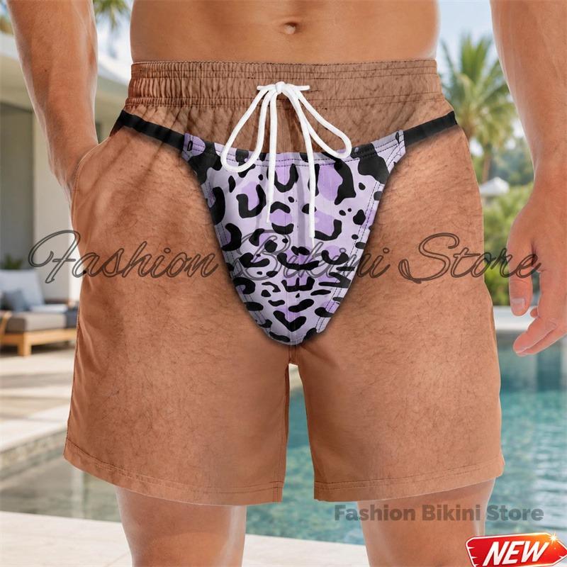 Смешные мужские плавки 3D-принт леопардовая поддельная кожа летние пляжные шорты гавайские туристический подарок для мужчин шорты для серфинга