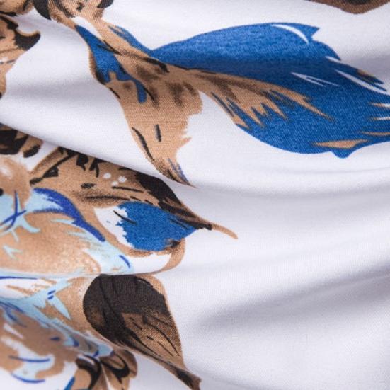 Men Spring Summer Shirt Turn-down Collar Single-breasted Slim Fit Long Sleeve Buttons Soft Breathable Vivid Flower Print Mid Length Men Top