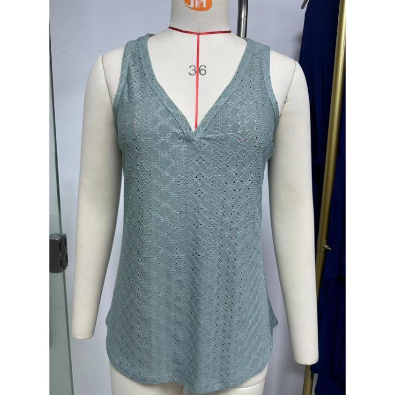 Summer Solid Color V-Neck Loose Bottom Vest Women's T-Shirt Tops