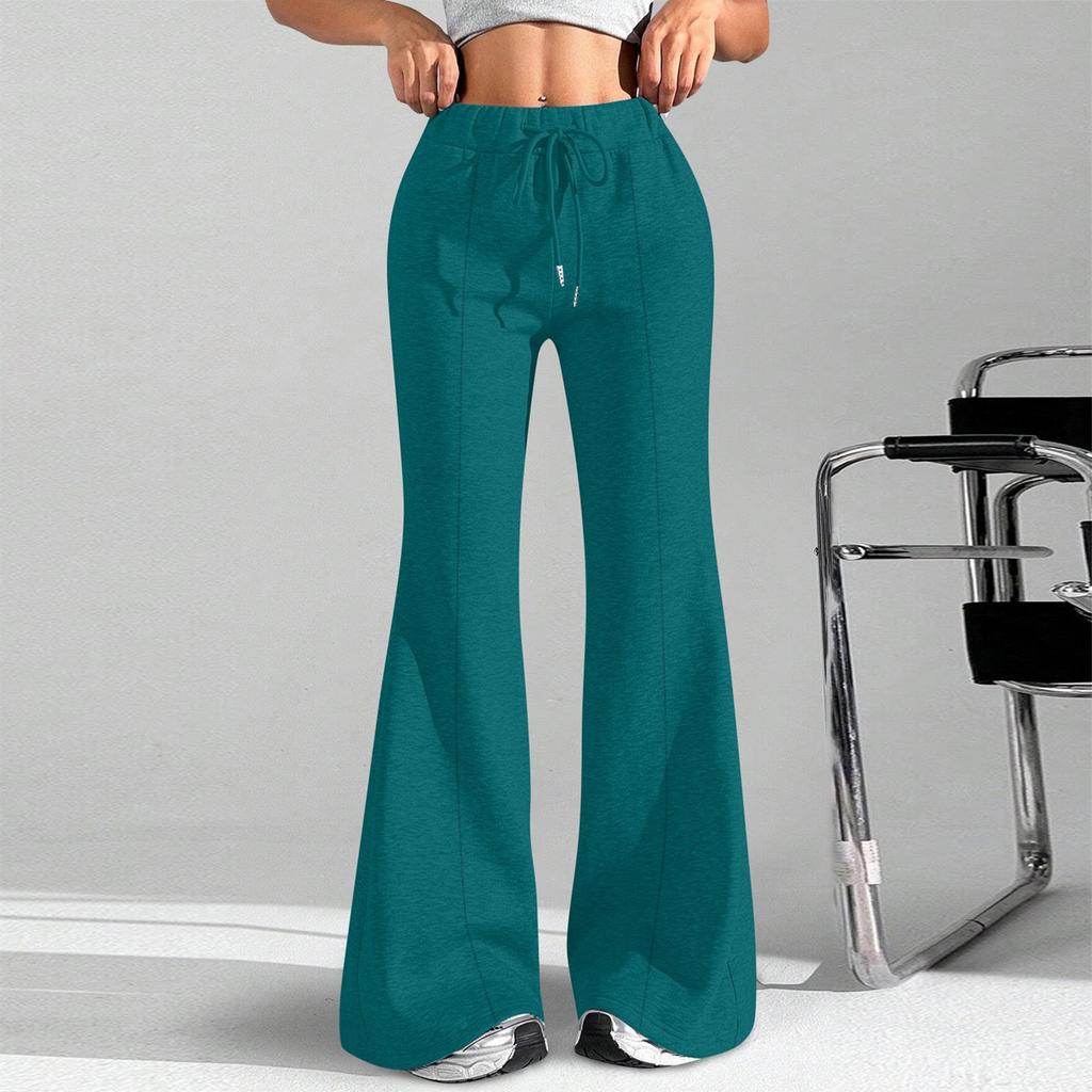 Женские модные свободные брюки-карго с завязками на талии, однотонные, расклешенные