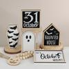 6pcs Bat Coffin Haunted House Ghost Cute Wooden Sign Ghost Halloween Theme Party Home Decor Tiered Tray Halloween Decoration