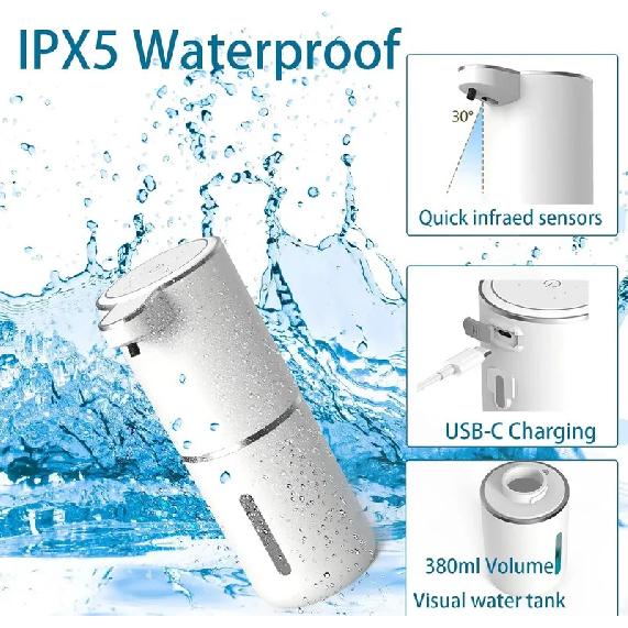 Automatic Liquid/Foma Soap Dispenser, Touchless Electric Dispenser, USB Rechargeable with Infrared Sensor for Bathroom,Kitchen