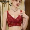 Front Button Bra for Women Gathering Without Steel Rims Bra with Double Breasts Anti Sagging Adjustable Bra