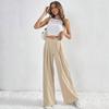 Spring and Autumn Women Solid Color Casual Long Pants Fashion Wide Leg Trousers Comfort Loose High Waist Pants Commuting Style