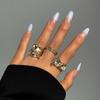 3Pcs/set Gold Color Irregular Pearl Open Rings Set for Women Exaggerated Vintage Metal Folds Thick Chunky Ring Jewelry Gifts