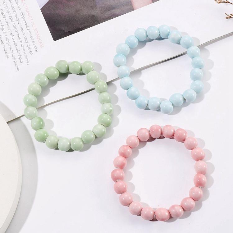 10 мм керамические украшения конфетного цвета полный браслет из бусин эластичный браслет в старинном стиле