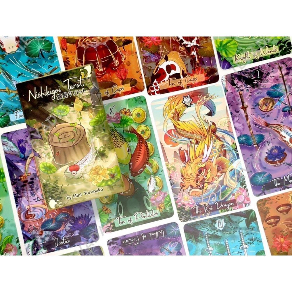 Таро Нисикигои 12*7 см. Колода Таро из 79 карт, интуитивно понятная и волшебная, с различными видами японских рыб кои.